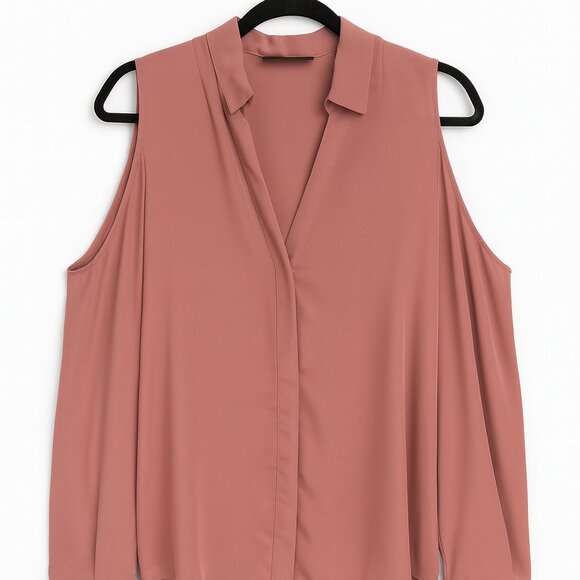 Forever 21 Plus Mauve Cold Shoulder Blouse 1X Cut Out Sleeve Top - Picture 3 of 4